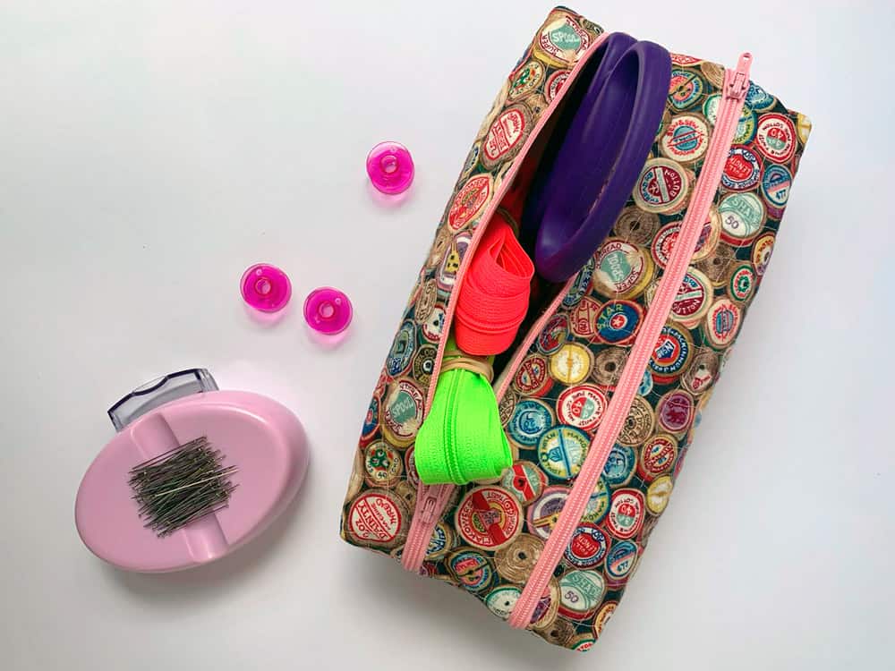 Estuche con 2 cremalleras